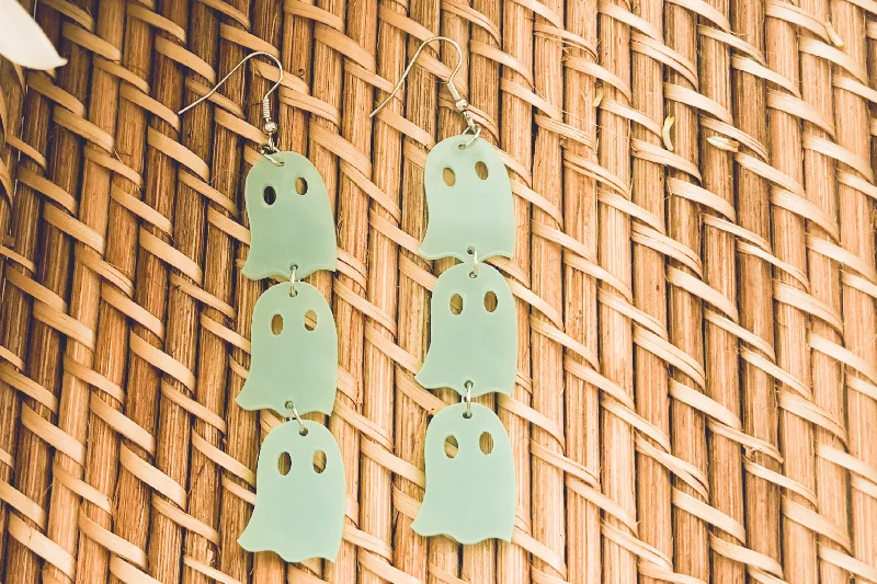 Rhinestone Stud Earrings-Cute Glow in The Dark Ghost Earrings