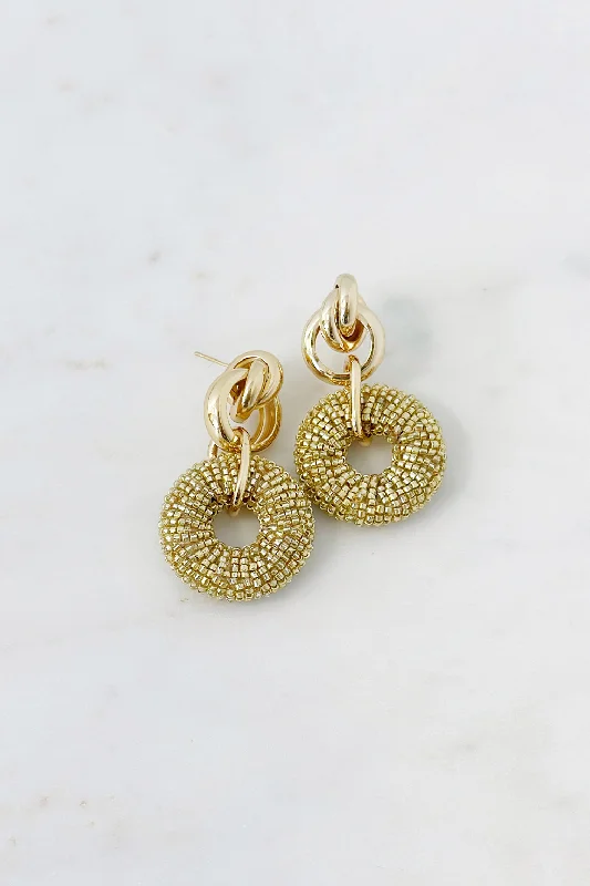 Elegant Stud Earrings-Chunky Beaded Statement Earring Gold