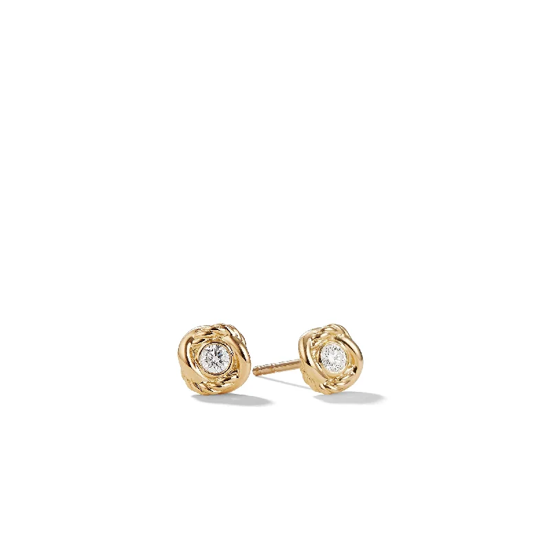 Bold Drop Earrings-Infinity Stud Earrings in 18K Yellow Gold with Diamonds\, 6.8mm