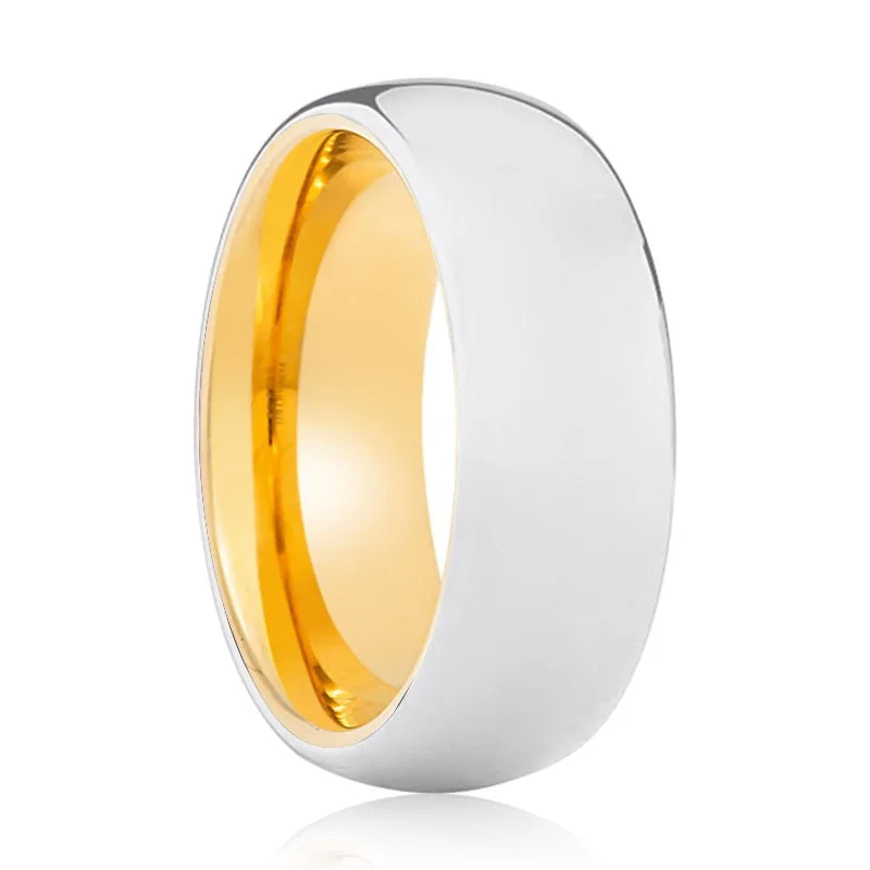 PYTHON | Gold Ring, Silver Tungsten Ring, Shiny, Domed