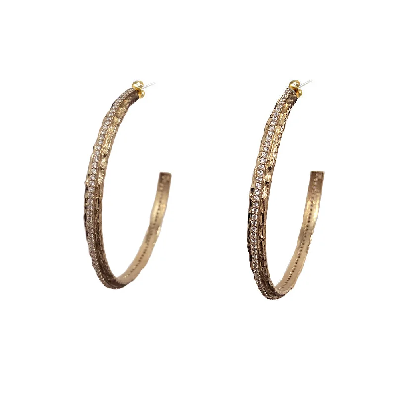 Triangular Drop Earrings-GOLD EGY CRYSTAL THIN HOOPS 2”