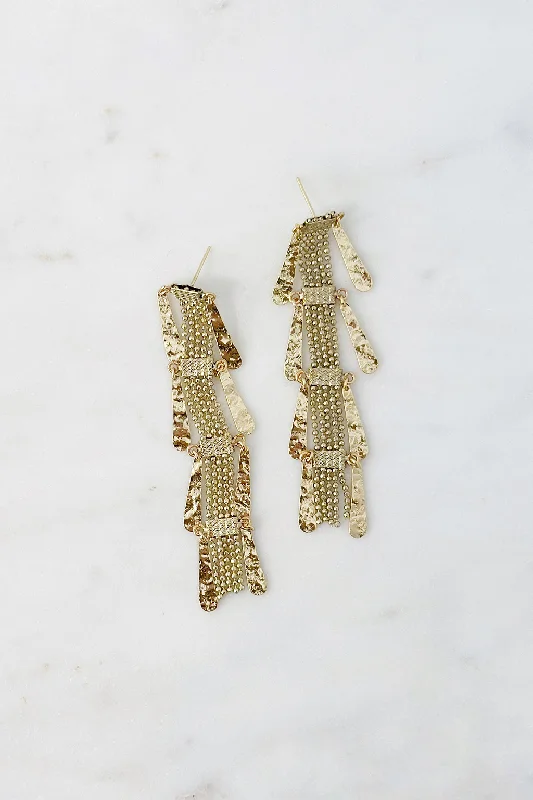 Hoop Earrings for Women-Stamped Dangle Statement Earrings Gold