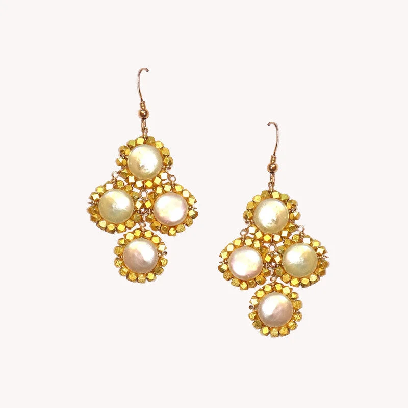 Elegant Drop Stud Earrings-Addison Earring Pearl/Gold