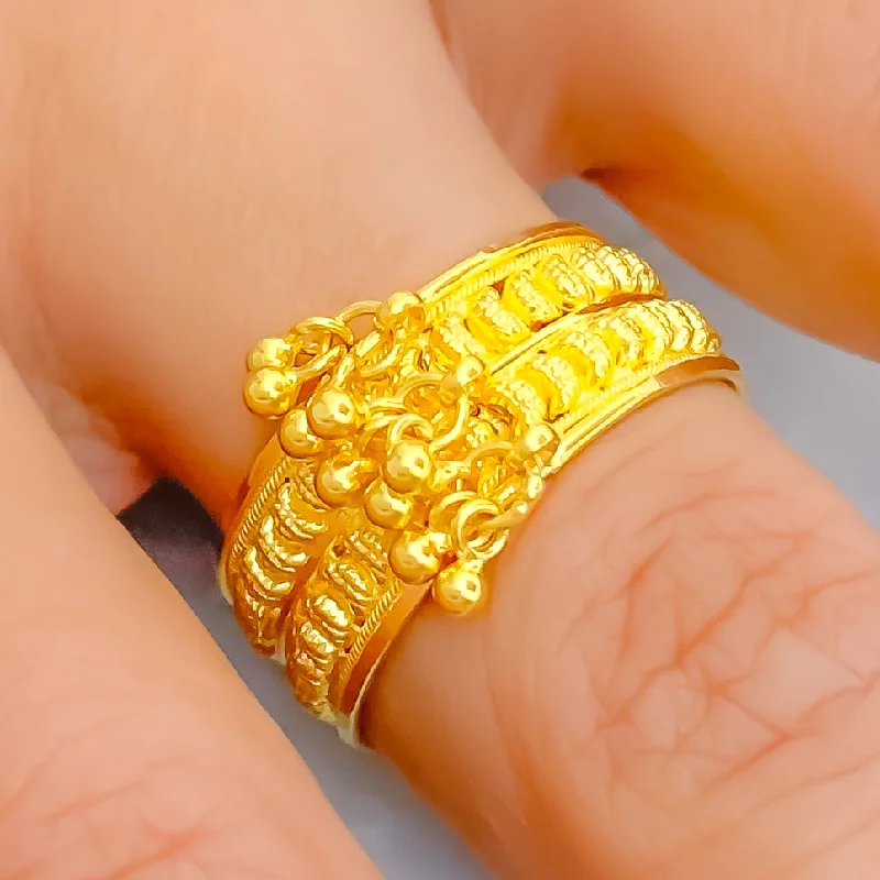 Bold Engraved 22K Gold Band Ring