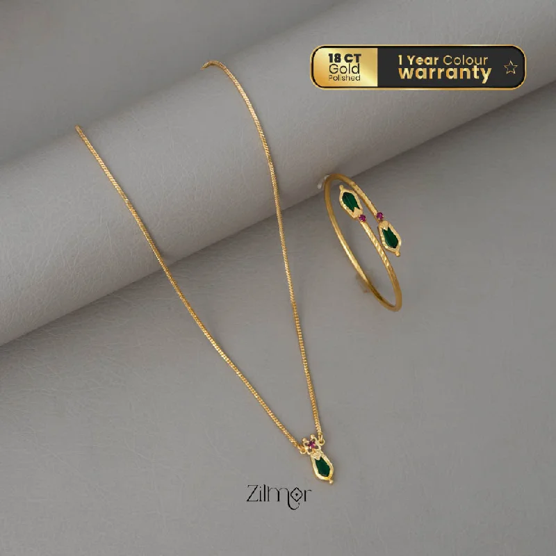 Birthstone Necklace-KY101970 - Gold Tone Nagapadam Necklace Bangle Set