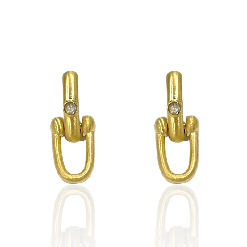 Colored Hoop Earrings-GOLD BRIONI HORSESHOE EARRINGS