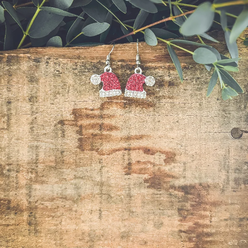 Handmade Gold Earrings-Adorable Santa Hat Earrings