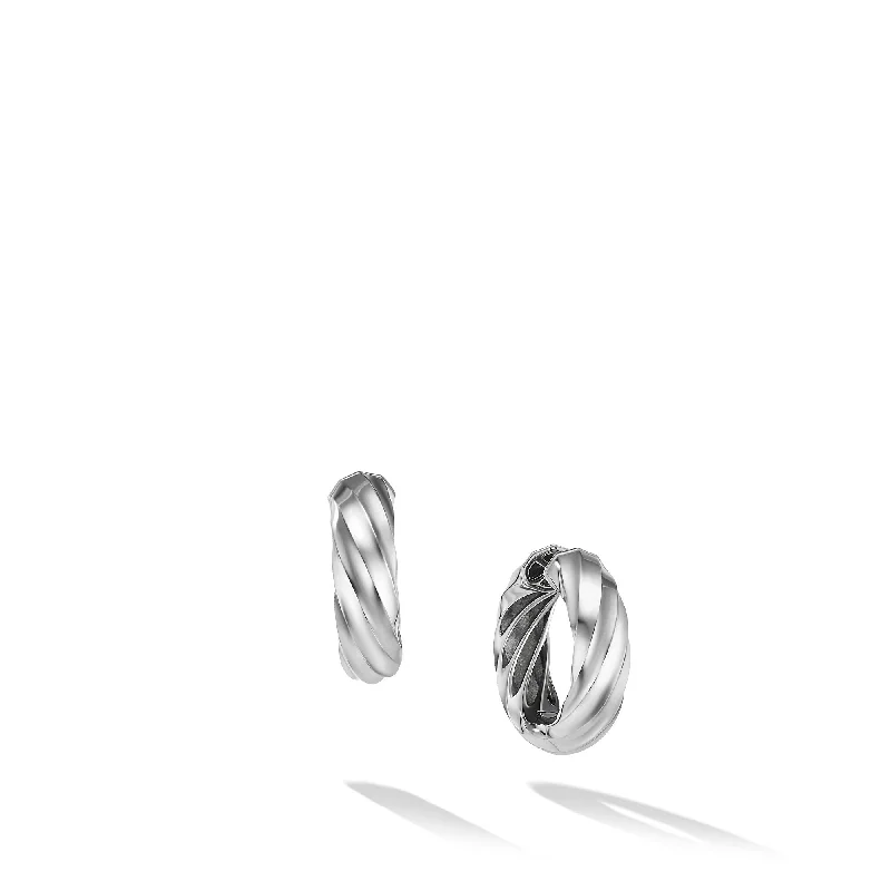 Fun Hoop Earrings-Cable Edge® Hoop Earrings in Sterling Silver\, 28.9mm