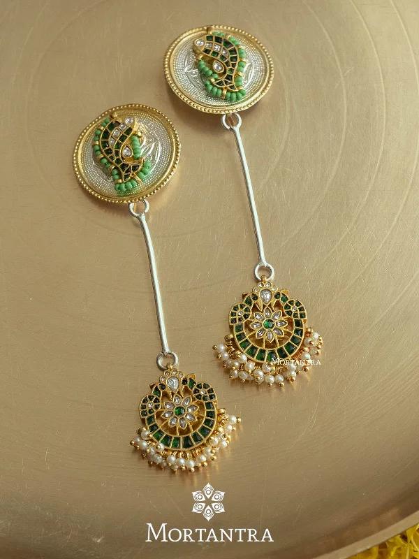 Stylish Drop Earrings-Green Color Mishr Earrings - MR-E102WGR