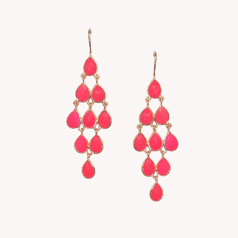 Modern Chandelier Earrings-9 Teardrop Dangle Small - VIEW MORE STONES