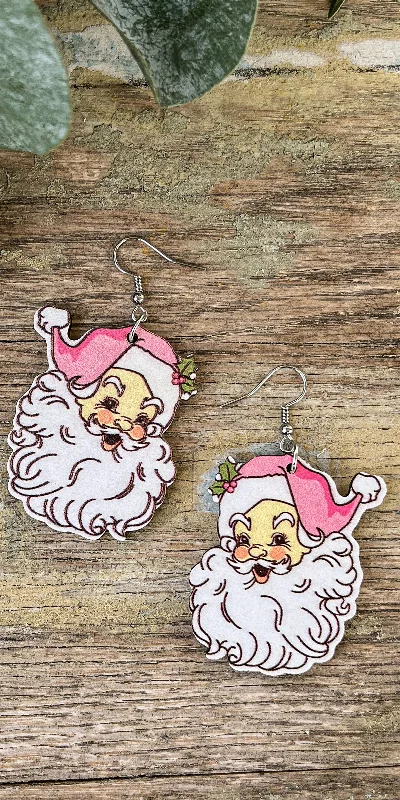 Silver Chain Earrings-Adorable Santa Earrings