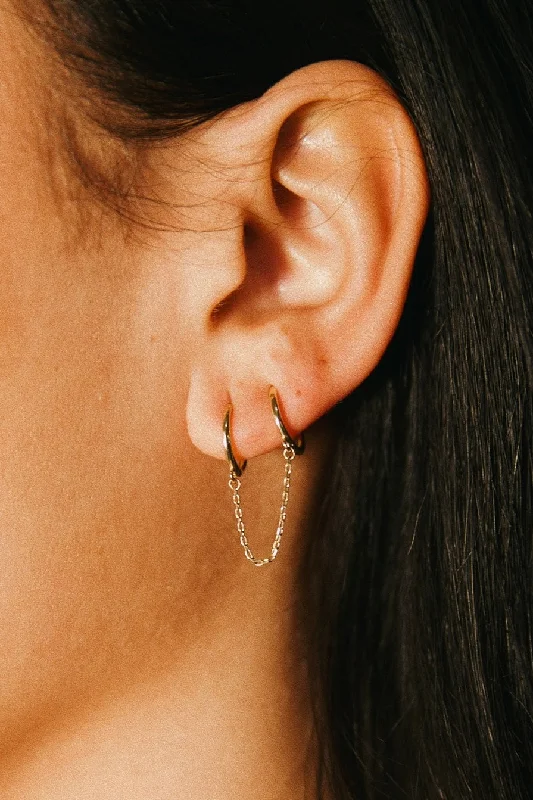 Fashion Hoop Earrings-14k Yellow Gold 2 Chainz Huggies