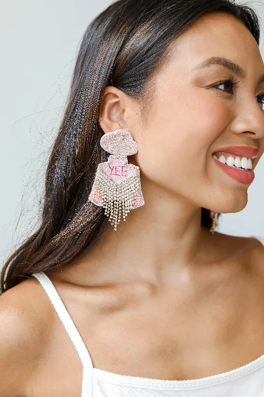 Triangular Earrings-Yeehaw Beaded Rhinestone Fringe Earrings