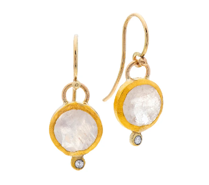 Fashionable Chandelier Earrings-Nava Zahavi Yellow Gold Moonstone and Diamond Earrings