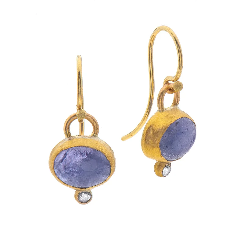 Silver Stud Earrings-Nava Zahavi Yellow Gold Tanzanite Diamond Earrings