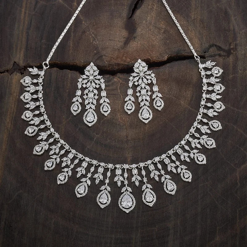 Elegant Double Pendant Necklace-Zircon Necklace 178405