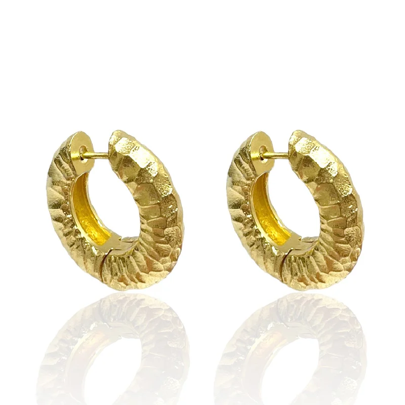 Embellished Drop Earrings-GOLD LARGO TUBE HOOPS 1"