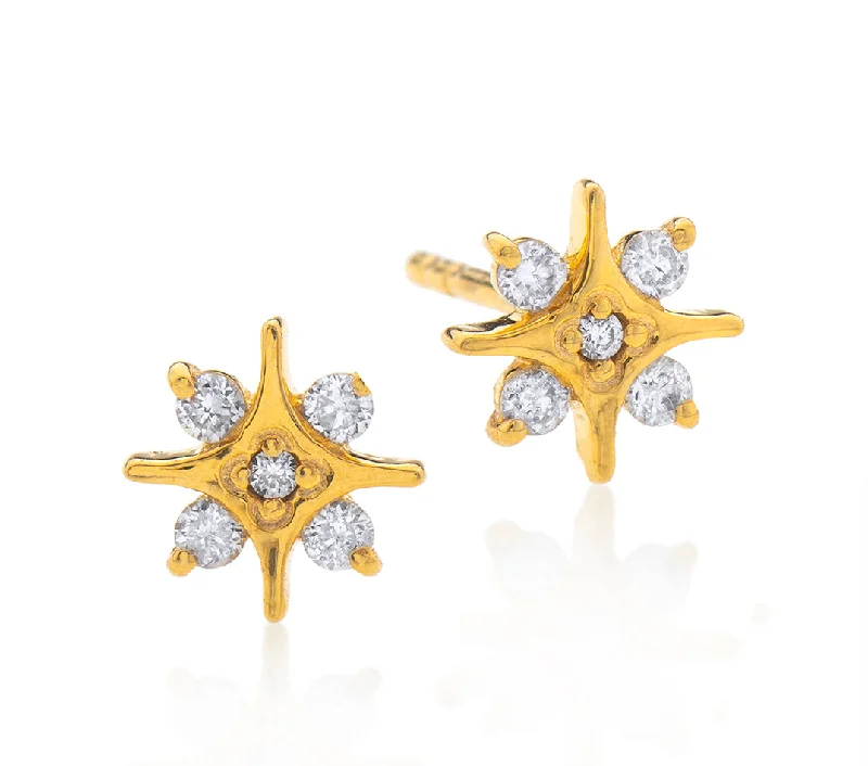 Classic Pearl Studs-Nava Zahavi Star Diamonds Yellow Gold Stud Earrings