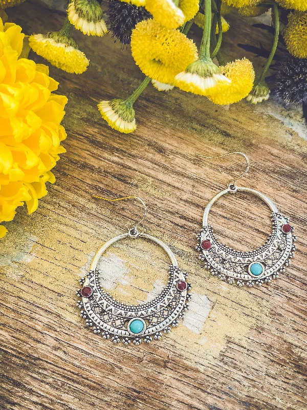 Artistic Earrings-Beautiful Silver Boho Drop Earrings