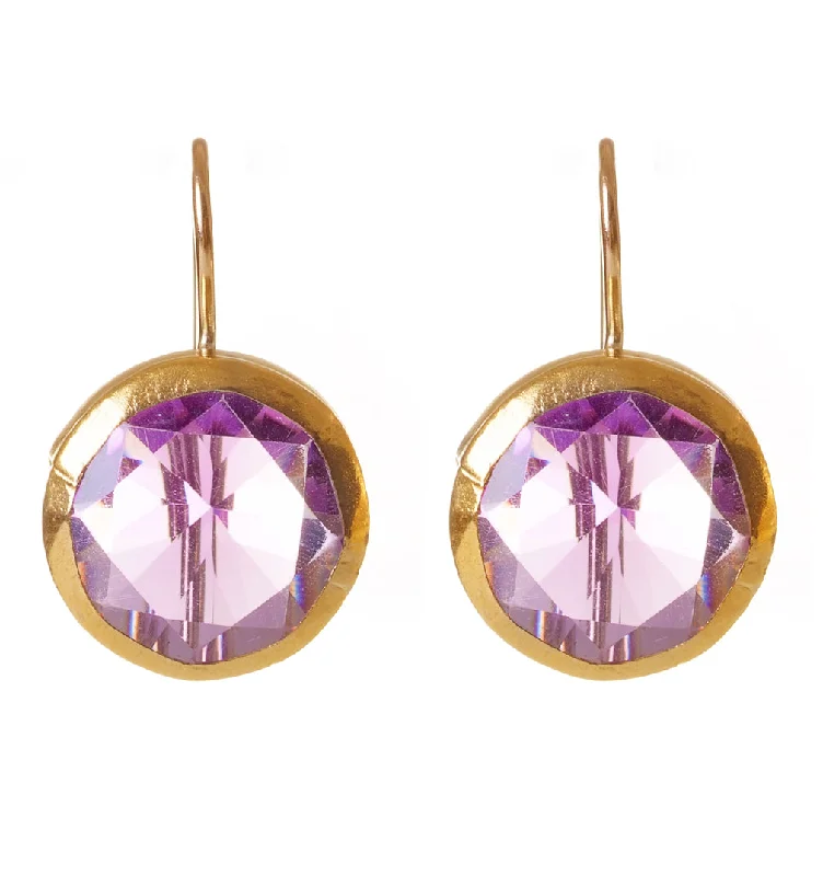 Textured Gold Earrings-Nava Zahavi Lavender Sweet Earrings