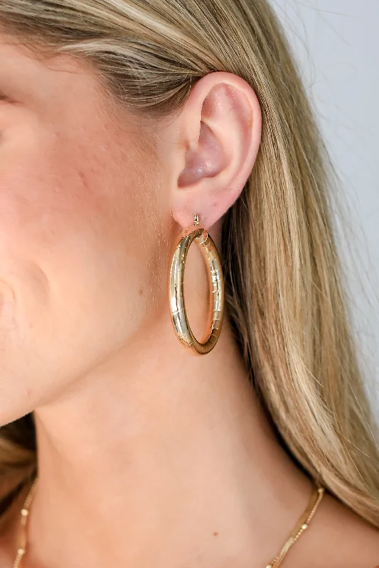 Chic Gold Stud Earrings-FINAL SALE - Angela Gold Hoop Earrings