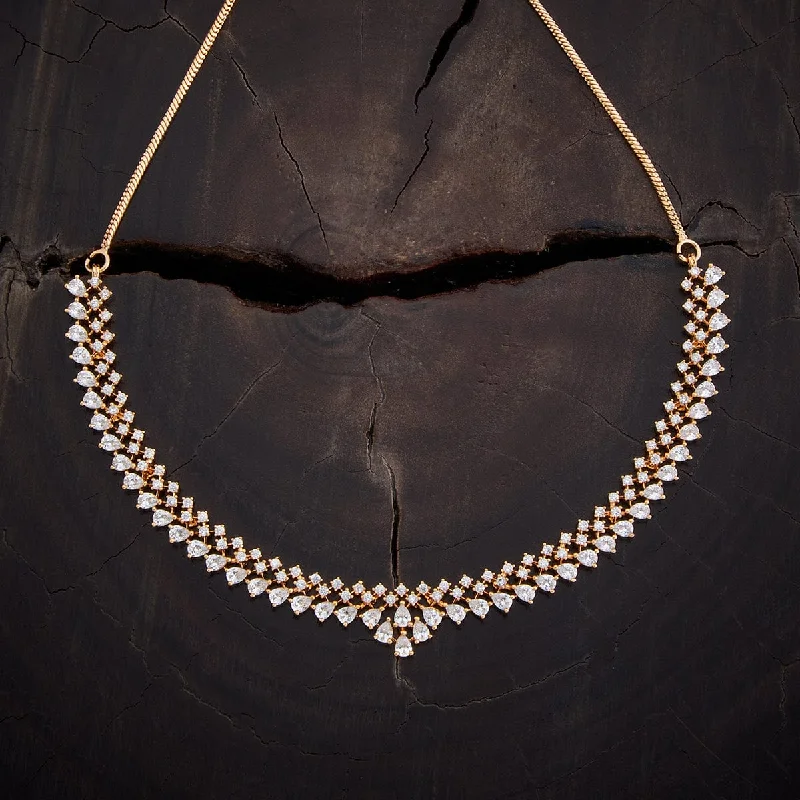 Vintage Gold Necklace-Zircon Necklace 161724