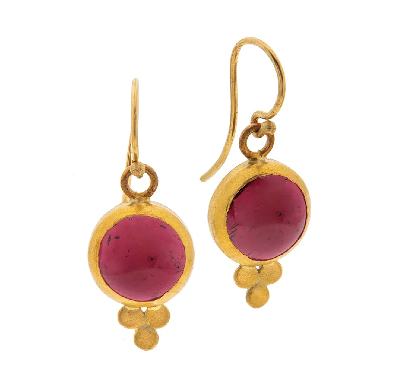 Vintage Gold Earrings-Nava Zahavi Yellow Gold Garnet Drop Earrings