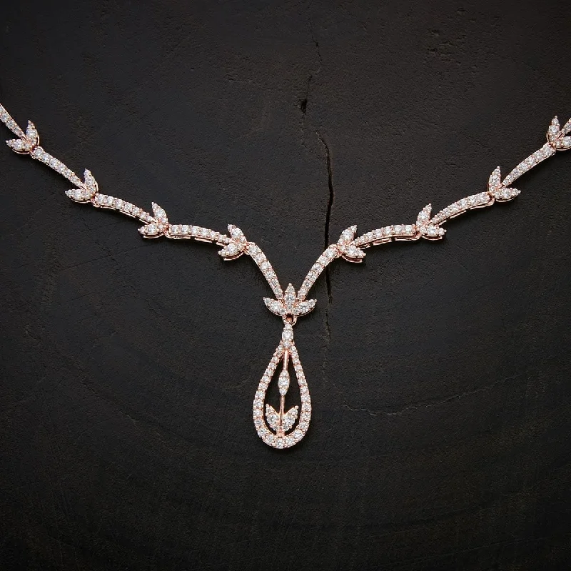 Silver Pendant Necklace-Zircon Necklace 136388