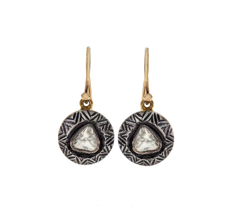 Triangular Drop Earrings-Slice of Diamond Earrings