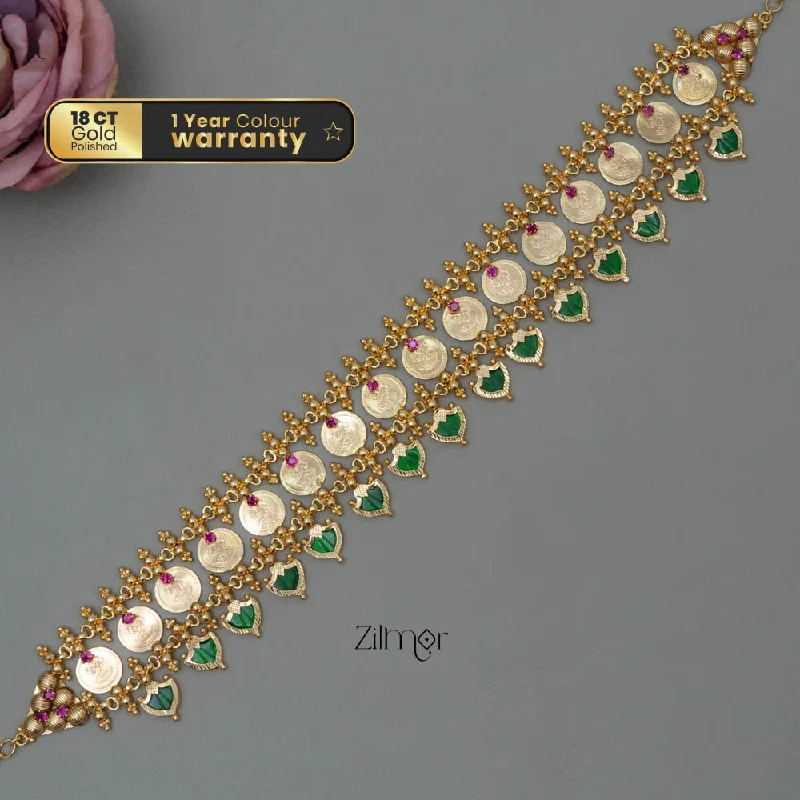 Luxury Diamond Necklace-AG101892 - Gold tone Lakshmi coin with Palakka Bridal Choker Necklace