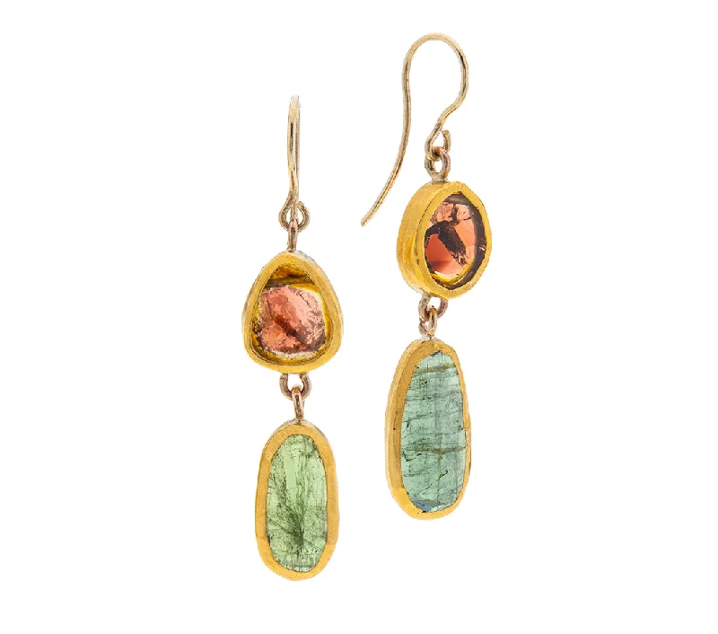 Crystal Drop Earrings-Nava Zahavi Yellow Gold Long Tourmaline Earrings