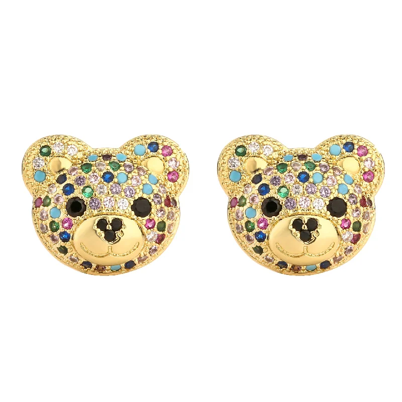 Golden Colorful Crystals 1 Pair