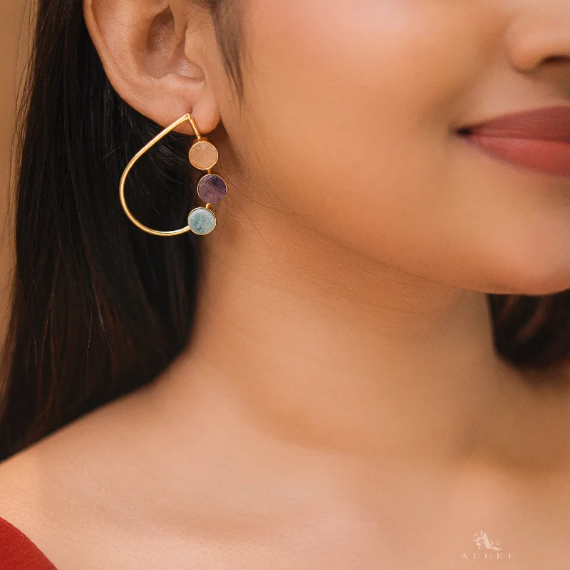 Double Hoop Earrings-Multicolour Lolita Oval Earrings