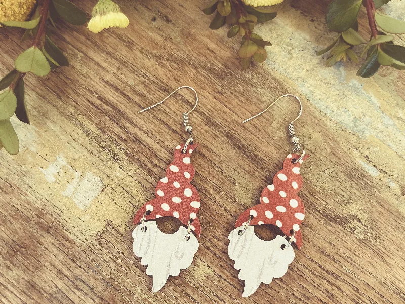 Cute Heart Earrings-Adorable Gnome Earrings