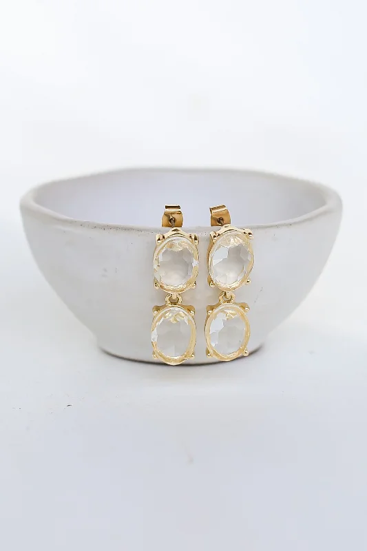 Gold-Plated Hoop Earrings-FINAL SALE - Elaine Gemstone Drop Earrings