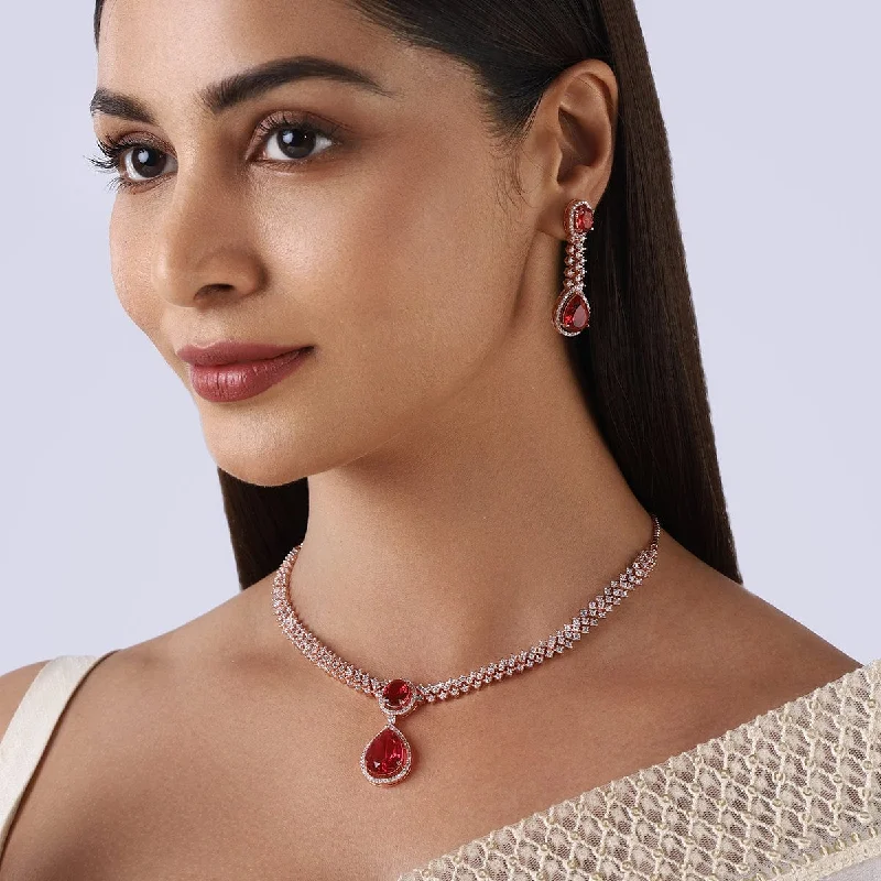 Silver Choker Necklace-Zircon Necklace 157289