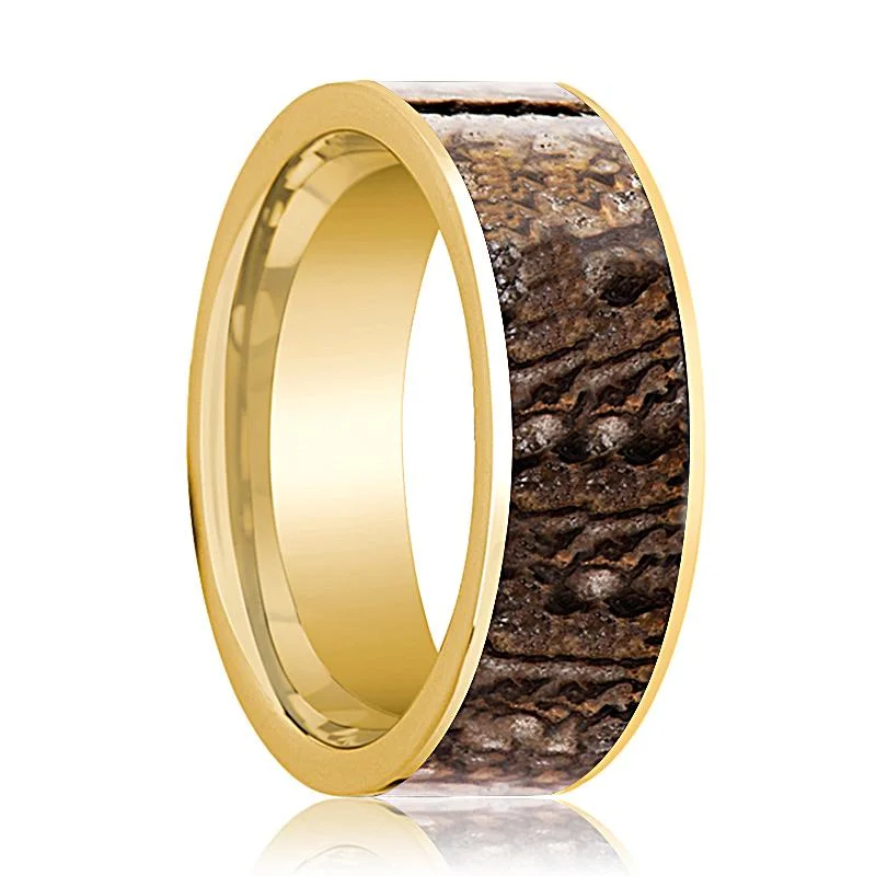 STEG | 14k Yellow Gold Brown Dino Bone Ring