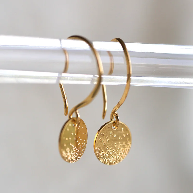 Birthday Gift Earrings-DIAMOND DUSTED COIN EARRINGS