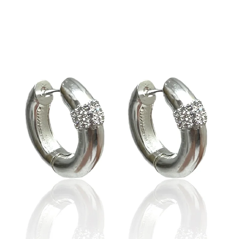 Bohemian Earrings-SILVER BOTERE TUBE HOOPS 1"