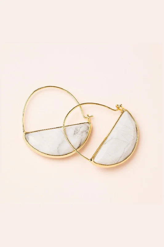 Handmade Gemstone Earrings-Gold Stone Prism Hoop