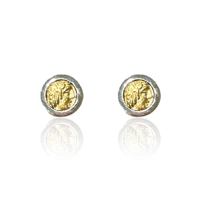 Long Dangle Earrings-SILVER FLORA COIN STUDS