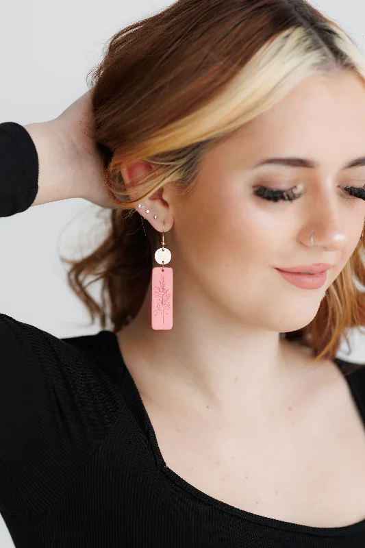 Stud Earrings for Teens-Beautiful Pink and Gold Floral Earrings