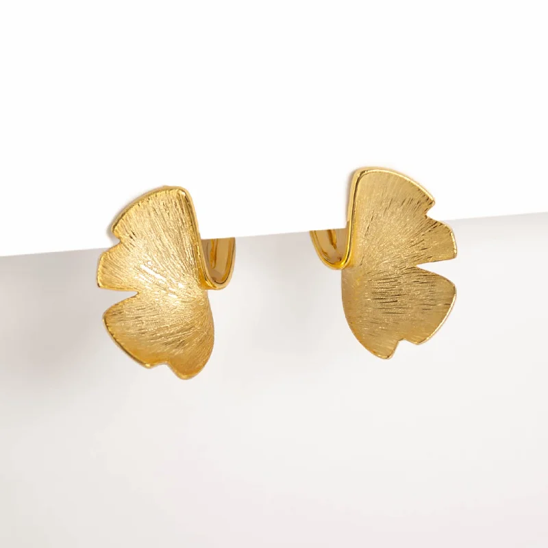 Diamond Stud Earrings-Sweet Ginkgo Stud Earrings