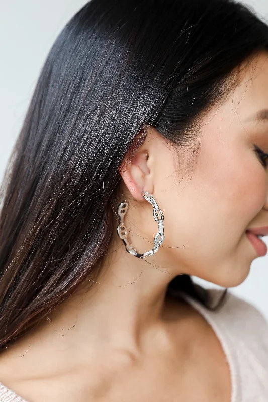 Fashion Hoop Earrings-FINAL SALE - London Silver Chain Hoop Earrings