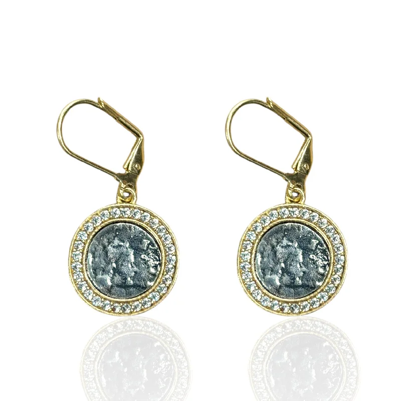 Elegant Diamond Earrings-GOLD HESTIA COIN EARRINGS