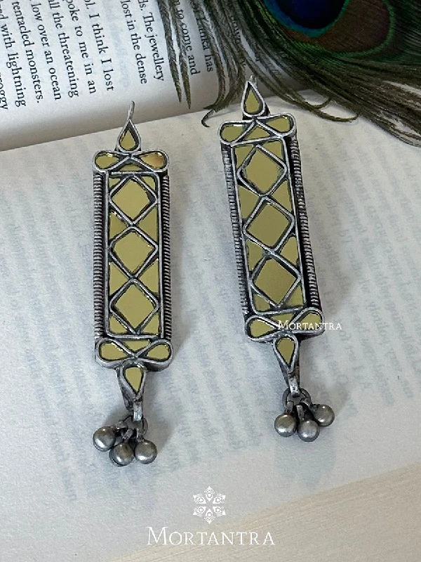 Casual Hoop Earrings-Yellow Color Silver Plated Tribal Earrings - EK-SFEAR244Y