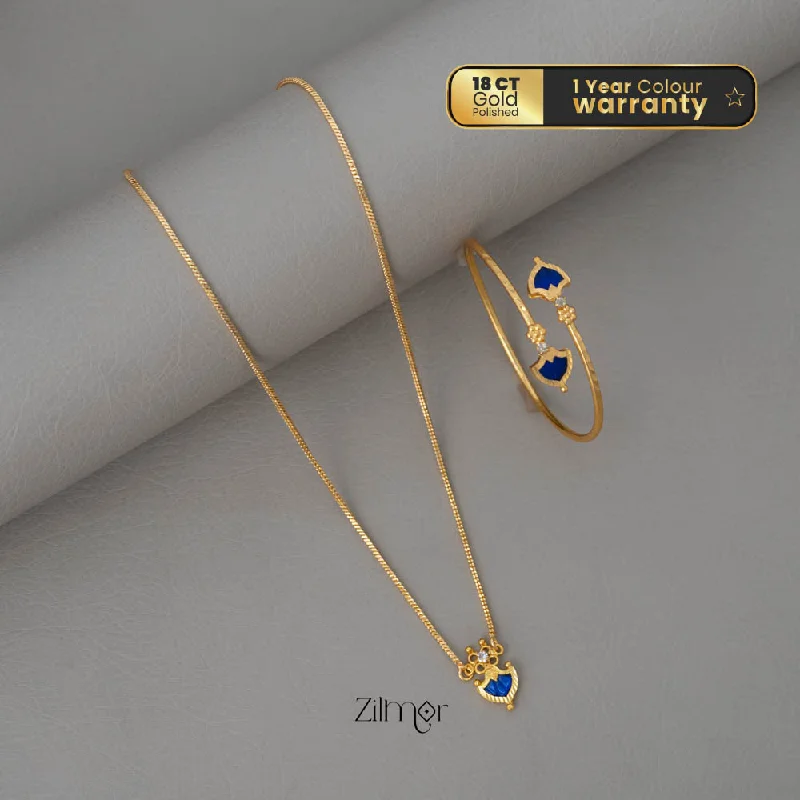 Long Pendant Necklace-KY101971 - Gold Tone Palakka Necklace Bangle Set