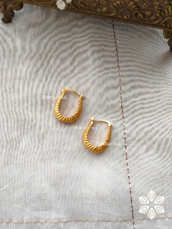 Oval Dangle Earrings-Gold Plated Temple Earrings - TMPEAR57