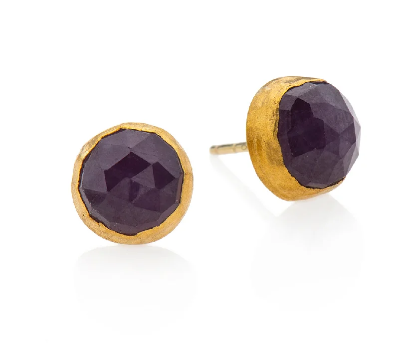 Luxurious Gold Earrings-Nava Zahavi Yellow Gold Ruby Stud Earrings