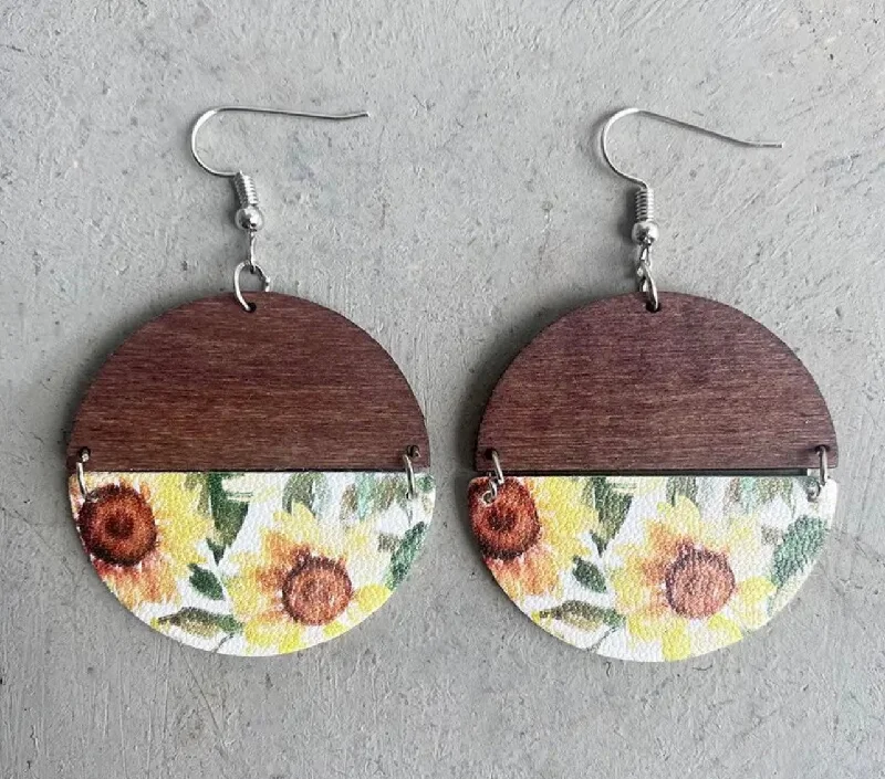 Butterfly Wing Earrings-Beautiful Wood Sunflower Earrings